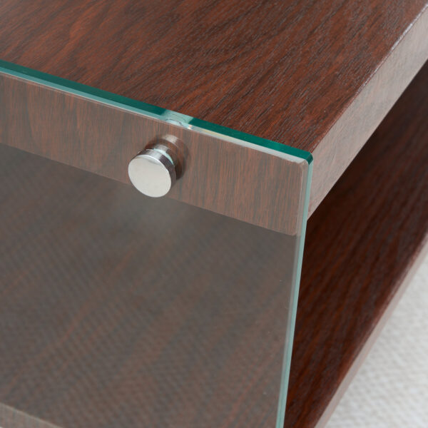 モダン長方形収納ローテーブル（MDF天板/強化ガラス脚/ホワイト）