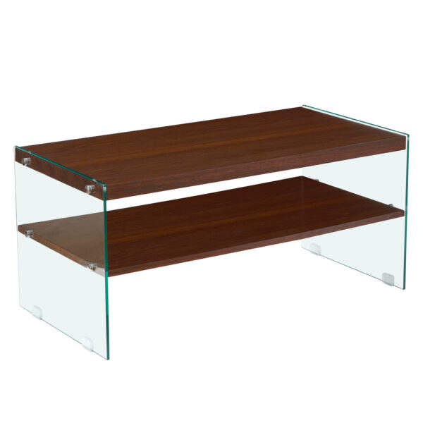 モダン長方形収納ローテーブル（MDF天板/強化ガラス脚/ホワイト）