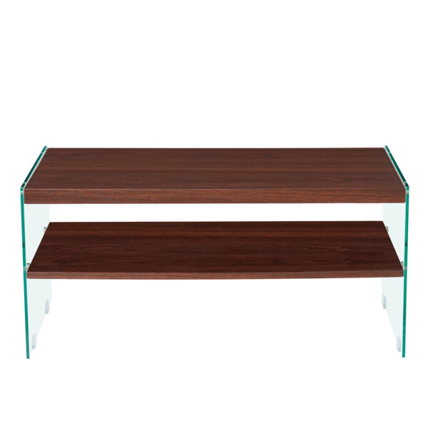 モダン長方形収納ローテーブル（MDF天板/強化ガラス脚/ホワイト）