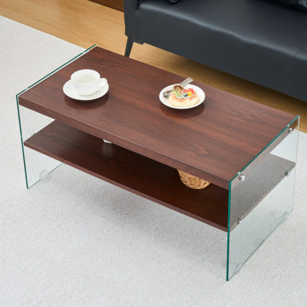 モダン長方形収納ローテーブル（MDF天板/強化ガラス脚/ホワイト）