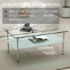 強化ガラス ロングコーヒーテーブル 2段収納 ミニマリストデザイン 透明 リビングテーブル