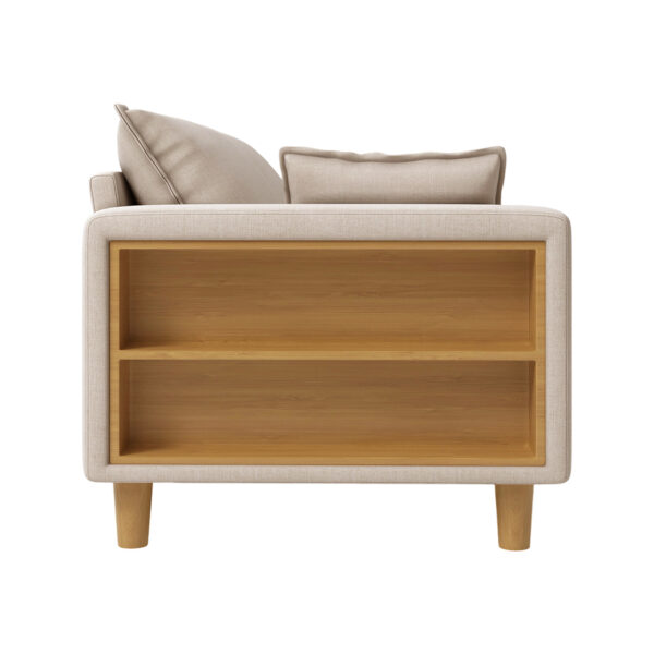 白底米色 (2) 二人掛け 収納ソファー 多機能アームレスト