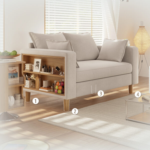 组 5 二人掛け 収納ソファー 多機能アームレスト