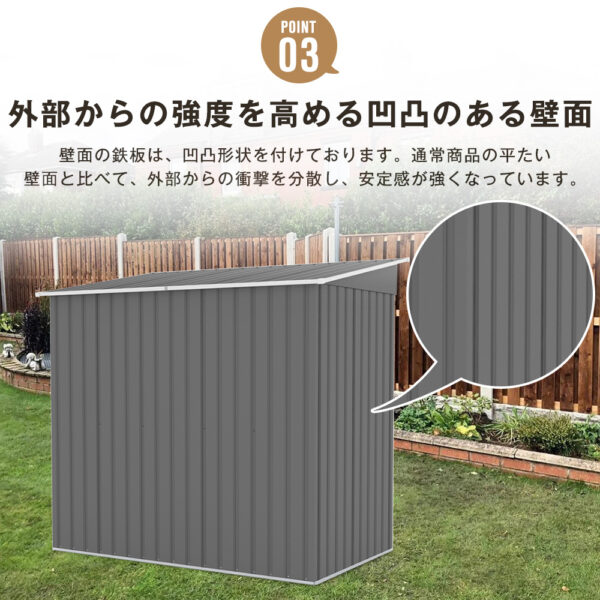 【TYPE C グレー 元SKU：N509SA371271A】物置  屋外 大型 倉庫 大型物置 戸外収納庫 物置 防水/耐侯 収納可能 ガーデン/庭/田畑/農場 頑丈 大容量 スチール　引き戸　補強フレーム付き 換気口付き 床なし