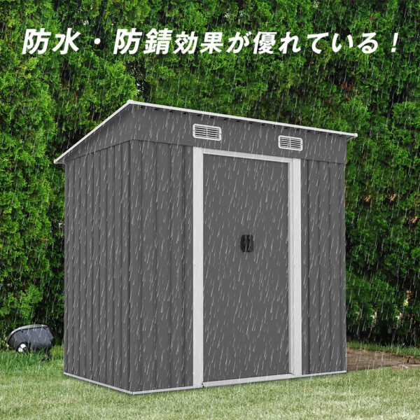 【元SKU：N509P332040D TYPE B ブラウン】物置  屋外 大型 倉庫 大型物置 戸外収納庫 物置 防水/耐侯 収納可能 ガーデン/庭/田畑/農場 頑丈 大容量 スチール　引き戸　補強フレーム付き 換気口付き 床なし