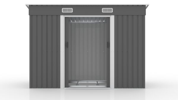 【TYPE C グレー 元SKU：N509SA371271A】物置  屋外 大型 倉庫 大型物置 戸外収納庫 物置 防水/耐侯 収納可能 ガーデン/庭/田畑/農場 頑丈 大容量 スチール　引き戸　補強フレーム付き 換気口付き 床なし