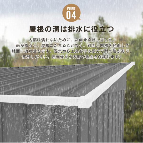【TYPE C グレー 元SKU：N509SA371271A】物置  屋外 大型 倉庫 大型物置 戸外収納庫 物置 防水/耐侯 収納可能 ガーデン/庭/田畑/農場 頑丈 大容量 スチール　引き戸　補強フレーム付き 換気口付き 床なし