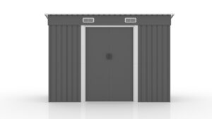 【TYPE C グレー 元SKU：N509SA371271A】物置  屋外 大型 倉庫 大型物置 戸外収納庫 物置 防水/耐侯 収納可能 ガーデン/庭/田畑/農場 頑丈 大容量 スチール　引き戸　補強フレーム付き 換気口付き 床なし